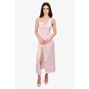 For Love & Lemons Pink Rose Printed Satin Asymmetrical Dress Size XS